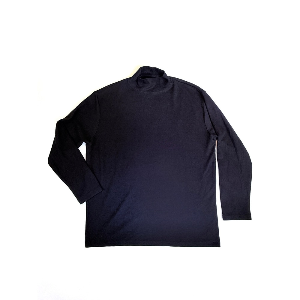 Oak + Fort Mock Neck Top Mens Size S Black Long Sleeve Stretch Minimalist